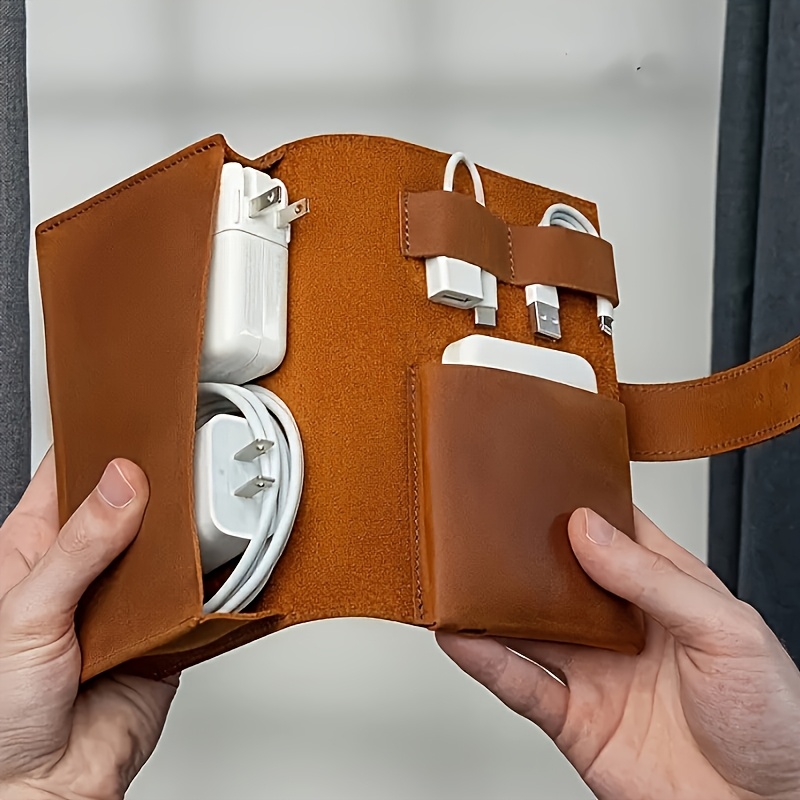 1pc Leather Tech Organizer Pou - Tech Accessories Travel Organizer Pouch 评论和价格
